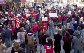 Mainers rally against the Question 1 same-sex marriage ban in Portland