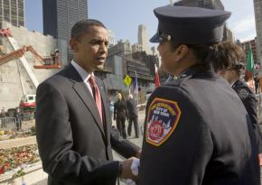 Barack Obama visiting the site of the World Trade Center